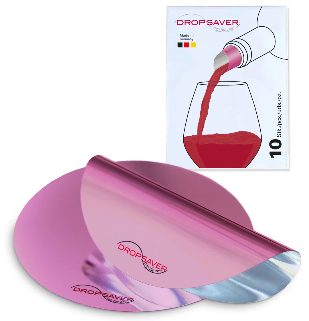 DROPSAVER® Weinausgießer – 10er-Pack Pink/Rosé Tropfstopper, wiederverwendbar, Made in Germany.