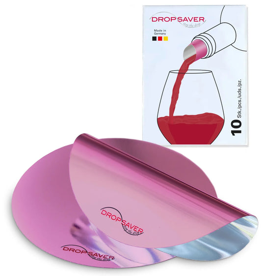 DROPSAVER® Weinausgießer – 10er-Pack Pink/Rosé Tropfstopper, wiederverwendbar, Made in Germany.