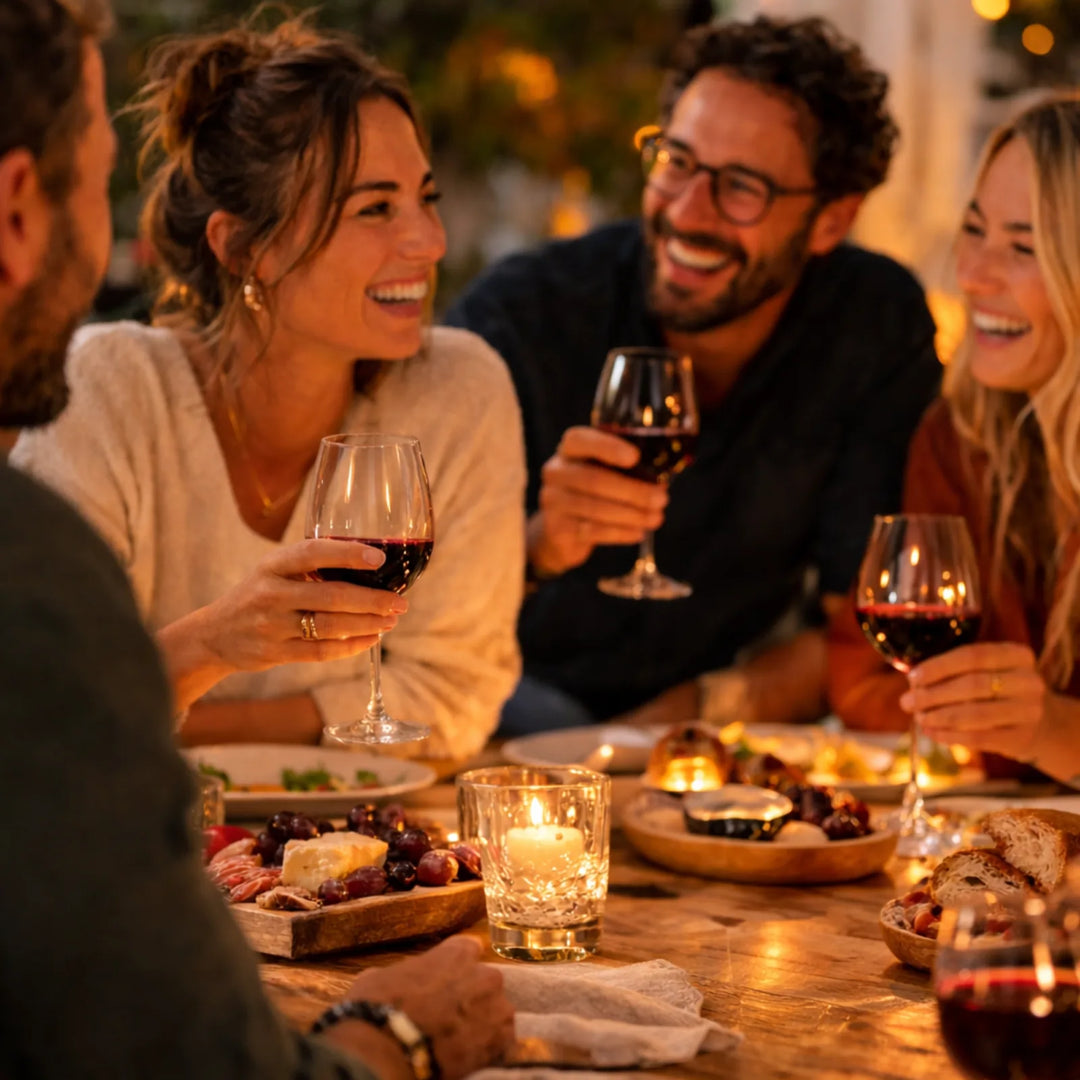 DROPSAVER® zuhause mit Freunden – stimmungsvolle Weinszene